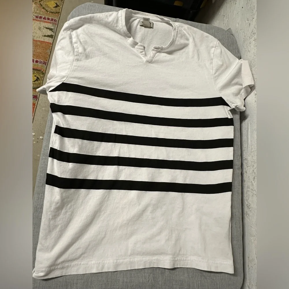 Kenneth Cole White Tee with Black Stripes